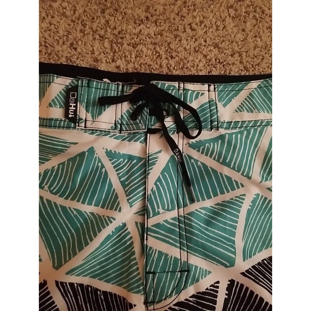 DaHui Men's 42 Board Shorts Blk/Seafoam Green Hawaii Beach Swim Trunks Surf NWT - Picture 6 of 11